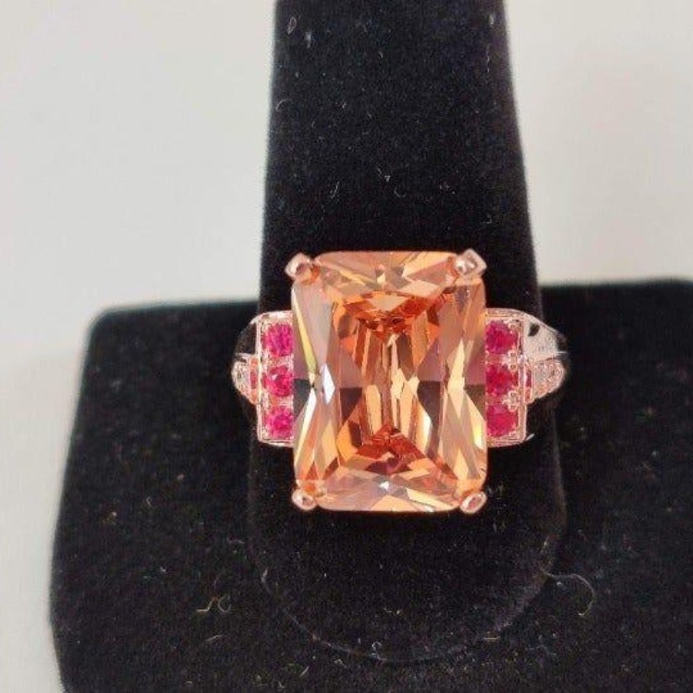 Champagne Sapphire, Ruby and Diamond Ring